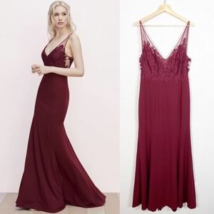 Watters Wine Burgandy Lace Maxi Dress
